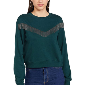 Summer New Design Eco-Friendly 100% Cotton Women Sweatshirts Casual Loose Pullover Crew Neck Fleece Anti-Pilling Quick Dry - Product Image 1