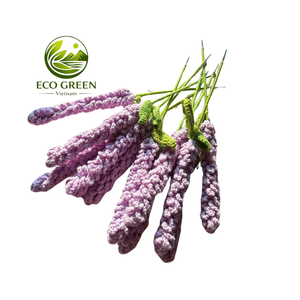 Tige de fleur artificielle au crochet faite à la main, bourgeon rose, branche florale tricotée pour centre de table de mariage, décoration intérieure, fournitures cadeaux - Product Image 3