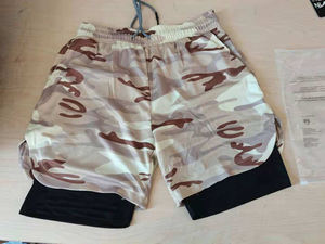 กางเกงขาสั้นกีฬาผู้ชาย พิมพ์ลายโลโก้ตามสั่ง ผ้าโพลีเอสเตอร์สองชั้น เอวกลาง สำหรับออกกำลังกาย ฟิตเนส ยิม เทรนนิ่งลำลอง - Product Image 4