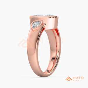 14K Rose Gold Oval Cut Moissanite Three <b>Stone</b> Engagement Ring Bridal Jewelry Gift Women USA Trend - Product Image 6