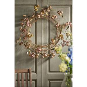 Couronne murale en cuivre de luxe, sculpture florale 3D faite à la main, décoration murale moderne en feuilles pour la maison, le salon, l'hôtel, un mariage - Product Image 3