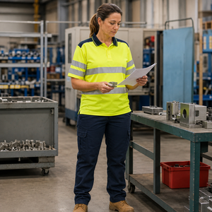 Polo de travail OEM personnalisé avec bande réfléchissante, respirant, haute visibilité, imperméable, uniforme de chantier, léger, en maille polyester, en gros - Product Image 3