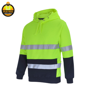 Sudadera con Capucha de Alta Visibilidad para Hombre, Amarillo Fluorescente, Invierno, Logotipo Personalizado, Ropa de Trabajo Reflectante, Impermeable, 100% - Product Image 4