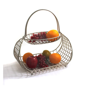 Luxury Handmade Modern Iron Hanging Storage <b>Basket</b> for Fruits <b>Bread</b> Snacks and Decorative Display - Product Image 1