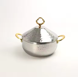 Ensemble d'ustensiles de cuisine en acier inoxydable isolé, artisanat indien très demandé : casseroles, marmites, boîte à chapati - Product Image 5