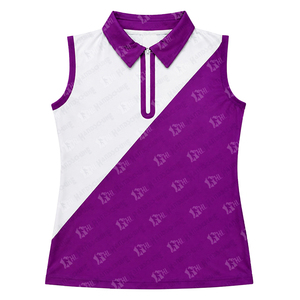 Polo sans manches pour femme, best-seller, color block violet et blanc, tricoté, style sportif, pour le golf, fermeture boutonnée, 100 % polyester - Product Image 2