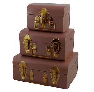 Colección de baúles metálicos con estampado floral y herrajes dorados, organizador decorativo para hogares elegantes. - Product Image 2