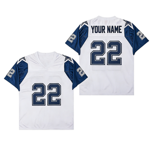 Maillots de football américain personnalisés, vêtements de sport d'été courts, 100% polyester, séchage rapide, protection UV, marque privée pour les écoles - Product Image 2