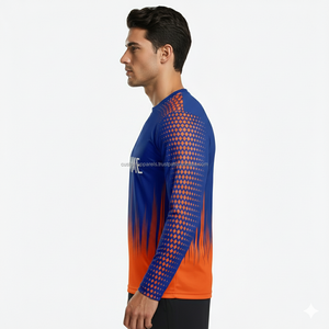 T-shirt unisexe à manches longues, personnalisable avec logo, haute qualité, bicolore, coupe classique, polyester/coton, écologique, séchage rapide - Product Image 6