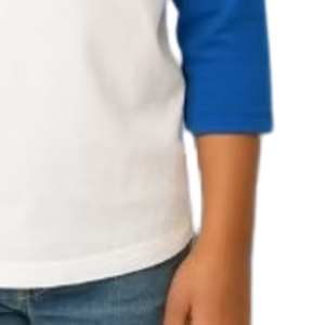 Boy's <b>White</b> and Blue Baseball Shirt Casual Three Quarter Sleeve Raglan <b>Tee</b> Everyday Comfortable Lifestyle Clothing Top - Product Image 4