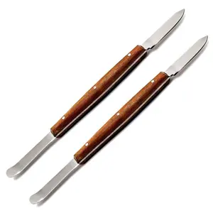 Dental Laboratory Instruments Lessman Wax Knife Stainless Steel Blades Wooden Handle Dental Wax Knives Plaster Mixing Spatula