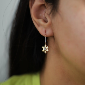 ต่างหูเพชรทรงหยดน้ำ ดีไซน์ดอกไม้ทรงกลม ประดับเพชรทรงกลม เหมาะสำหรับเจ้าสาว งานแต่งงาน ของขวัญแทนใจสำหรับคุณแม่ - Product Image 2