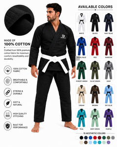 Uniforme de Taekwondo noir unisexe, respirant, vêtements d'arts martiaux avec bordure violette et logo pour l'entraînement - Product Image 5