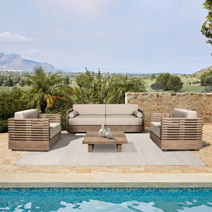 Ensemble de meubles de jardin modernes de luxe, canapé d'extérieur en teck - Plobia - Product Image 1