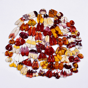 Pierre de Mookaite Jasper Naturelle Cabochon Couleurs Mixtes, Paire de Pierres Précieuses pour la Fabrication de Bijoux en Gros, 20x40mm, 4x5 grammes - Product Image 2