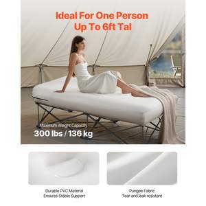 Canapé gonflable double portable pour 1 personne, capacité de 300 lb, gonflage rapide, matelas gonflable pour 1 personne, pompe, étui de transport roulant, pliable - Product Image 4