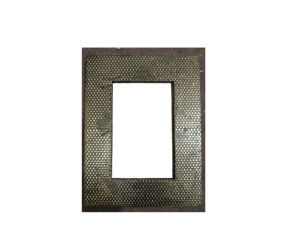 Rectangle Metal <b>Mirror</b> <b>Frame</b> with Embossed Diamond Pattern Gold Finish Durable Design - Product Image 1