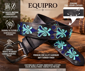 Ceinture en cuir de vachette brodée ethnique Equipro avec boucle ardillon en alliage, motif uni, décontractée, pour homme, écologique, finition artisanale, 3,5 cm - Product Image 4
