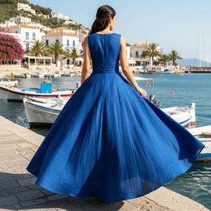 Robe Midi Vintage 2026 100% Coton Sans Manches Taille Haute Coupe Évasée Robe de Mariée Grande Taille pour Vacances - Product Image 2