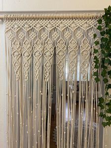 Tapiz Rectangular de Macramé de Algodón Beige, Estilo Bohemio, para Colgar en la Puerta, Uso Interior, Separador de Ambientes para Sala de Estar, Dormitorio, Boda, Basantpriya - Product Image 1