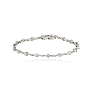 Hot Sale Factory Wholesale Price 14K Solid White Gold Natural Diamond Stackable <b>Box</b> <b>Lock</b> Tennis Bracelet Trending Jewelry - Product Image 1