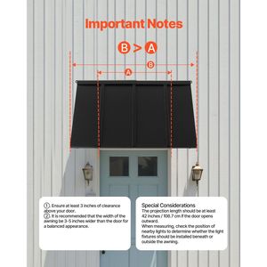 กันสาดโลหะแบบติดตั้งถาวรขนาด 44 x 24 นิ้ว พร้อมโครงเหล็กสามเหลี่ยมที่มั่นคง สำหรับประตูภายนอกและหน้าต่าง ป้องกันฝนและหิมะ - Product Image 6