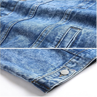 Chaquetas Vaqueras Vintage para Hombre, Lavado Ácido, Azul Clásico, Corte Ajustado, Cierre de Botones, Ropa Exterior Informal, Cuello Camisero