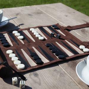 Jeu de backgammon en cuir PU personnalisé fabriqué en usine, nouveau style, accessoire de voyage enroulable, motif imprimé - Product Image 2