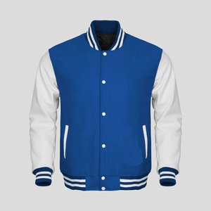 Veste de baseball Varsity College pour homme, manches en cuir blanc et corps en laine violette, style universitaire - Product Image 5