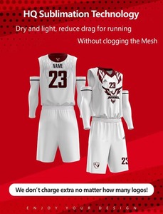 Ensemble d'uniformes de basketball personnalisés sublimés, maillot sans manches à col en V, pantalon, kit en polyester à séchage rapide, pour adultes, toutes saisons - Product Image 2