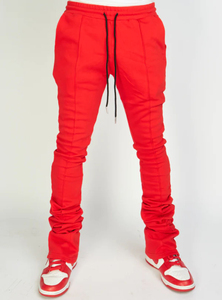 Custom Vintage Wash Black Red Combo Straight Leg Baggy Street Style Flare Pants Embroidery <b>Stack</b> Pants for Men Formal Trendy - Product Image 5