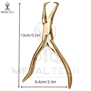 Pince de retrait d'extensions capillaires en acier inoxydable plaqué or, à pointe courbée, pour micro-anneaux, outils de décollement et de déchirure - Product Image 2