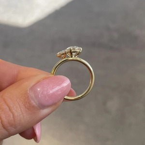Pear Cut Moissanite Ring 925 Sterling Silver Gold Plated Two Stone Prong Set Engagement Wedding Jewelry Custom - Product Image 4