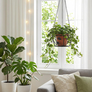 Leaf Accent <b>Hanging</b> Flower Pot <b>Basket</b> with Three Chain Suspension Decorative Iron Holder for Balcony Patio <b>Indoor</b> Outdoor Garden - Product Image 4