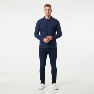 Polo blanc uni à manches longues pour homme – Personnalisable, décontracté, pour usage quotidien – Vente en gros fabricant - Product Image 2