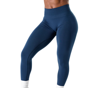 Leggings sans couture taille haute pour femme, bleu marine, très extensibles, pour yoga, entraînement, gym, fitness, avec effet ventre plat, tenue de sport et usage quotidien, ajustement professionnel et confort optimal - Product Image 3