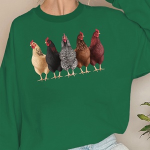Cinq poulets colorés dans une rangée de pulls molletonnés pour femmes - Product Image 2