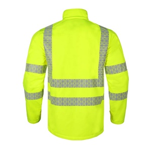 <b>High</b> <b>Visibility</b> Class 2 <b>Softshell</b> Safety <b>Jacket</b> Reflective Striped Waterproof Windproof Lightweight Workwear for Road Crew - Product Image 5