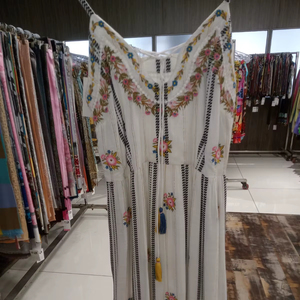 New Embroidered Floral Pattern Stripe Women & Girl Embroidered Cotton <b>Boho</b> Kurti Sleeveless V-Neck Ethnic Summer Handmade Tassel - Product Image 1