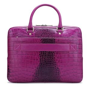Professional Classic Crocodile Print Genuine Leather <b>Briefcase</b> Laptop Bag Business Style Handbag for Men & Women for Work - Product Image 3