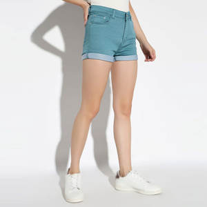 Shorts de mezclilla de color sólido para mujer, nueva llegada de verano, mini shorts de cintura alta con control de abdomen, shorts de mezclilla para mujer. - Product Image 6