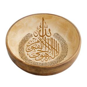 Handmade Ramadan Supplies <b>Decorative</b> Mango Wood Enamel Printed Bowl for Iftar Traditional and Stylish Serving Dish - Product Image 4