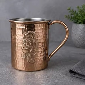 Antique Finished Hammered Moscow Mule Copper Mug With Brass Handle for <b>Beer</b> Wine Soft Drink and Vodka - Product Image 4