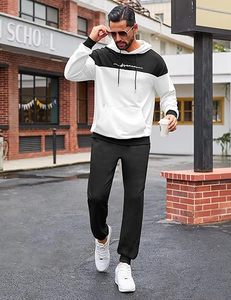 Conjunto deportivo de 2 piezas con bloques de color, sudadera con capucha y pantalones de chándal de forro polar. - Product Image 4