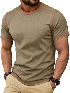 Camiseta de Manga Raglán con Cuello Redondo para Hombre, Corte Regular, Color Sólido, Tejido de Algodón, Informal, Ecológica, 180g - Product Image 6