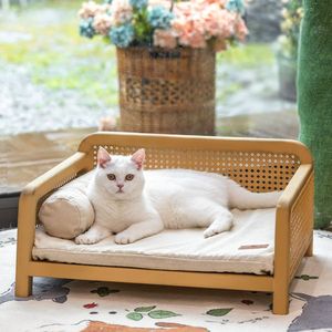 Hot Sale Rectangle Solid Wood Rattan Pet <b>Sofa</b> Bed Eco-Friendly & Waterproof Stain-Resistant Space-Saving for <b>Small</b> Animals - Product Image 3
