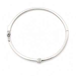 Pulsera Abierta de Plata de Ley 925 con Diamantes para Mujer, Acabado Pulido, Minimalista, Elegante, para Fiesta, Boda, Regalo, Joyería - Product Image 4