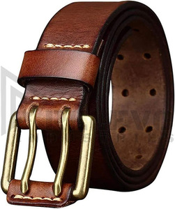 Ceinture en cuir Relevo Industries, cuir de vachette, couleur unie, boucle à ardillon rectangulaire en cuivre, style décontracté, ceinture pour homme, streetwear - Product Image 5