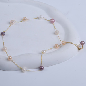 Collar de Perlas de Agua Dulce Naturales para Mujer, Diseño de Cielo Estrellado con Función Ajustable, Accesorio de Moda Otoño Invierno - Product Image 4