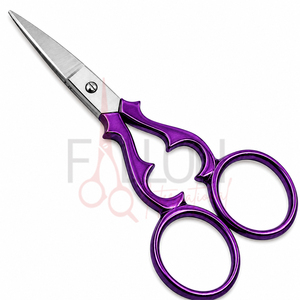 Ciseaux à broder bleus en acier inoxydable, ciseaux pour la mise en forme des sourcils, manche décoratif - Product Image 4